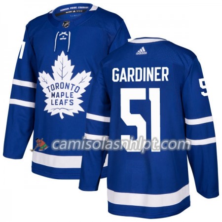 Camisola Toronto Maple Leafs Jake Gardiner 51 Adidas 2017-2018 Azul Authentic - Homem